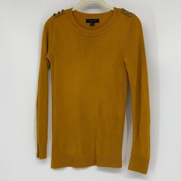 Atmosphere crewneck mustard yellow button shoulder long sleeve sweater  0 - Picture 13 of 16
